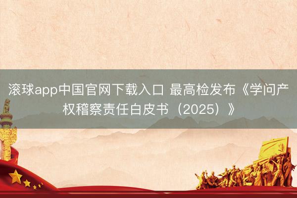 滚球app中国官网下载入口 最高检发布《学问产权稽察责任白皮书（2025）》