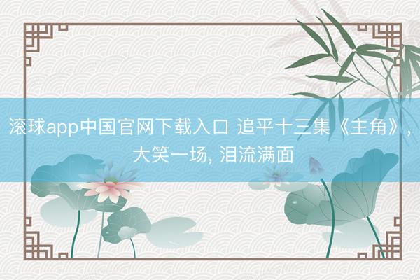 滚球app中国官网下载入口 追平十三集《主角》， 大笑一场， 泪流满面
