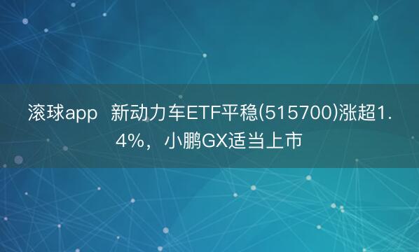 滚球app  新动力车ETF平稳(515700)涨超1.4%，小鹏GX适当上市