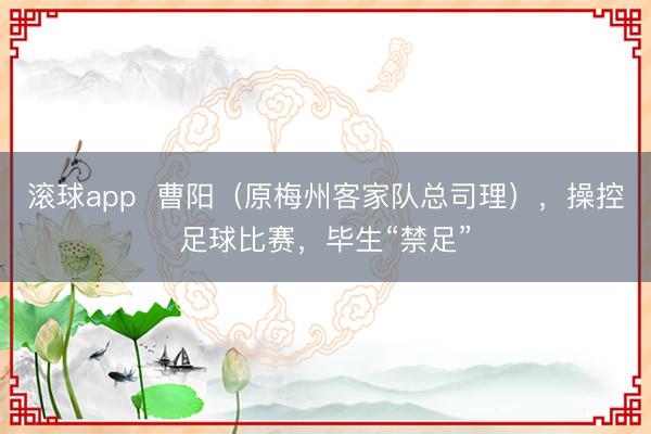 滚球app  曹阳（原梅州客家队总司理），操控足球比赛，毕生“禁足”