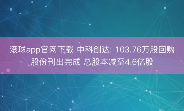 滚球app官网下载 中科创达: 103.76万股回购股份刊出完成 总股本减至4.6亿股