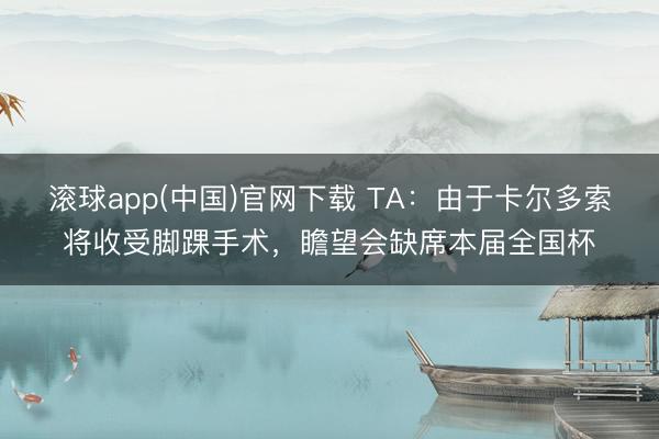 滚球app(中国)官网下载 TA：由于卡尔多索将收受脚踝手术，瞻望会缺席本届全国杯