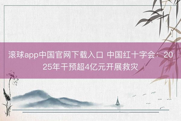 滚球app中国官网下载入口 中国红十字会：2025年干预超4亿元开展救灾