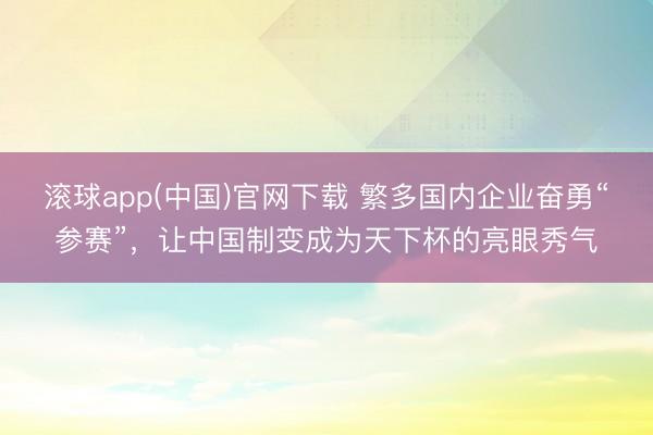 滚球app(中国)官网下载 繁多国内企业奋勇“参赛”，让中国制变成为天下杯的亮眼秀气